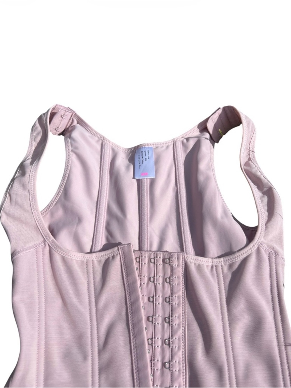 Light Pink Full-Body Shapewear Bodysuit with Front Hook Closure Size XS - Picture 5 of 6